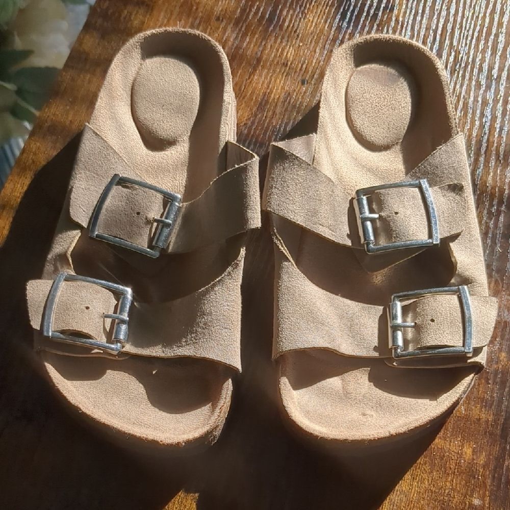 Boho Comfort Sandals – Birkenstock-Inspired, Summer Ready Cork Sandals, sz 5.5